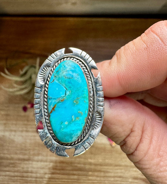 Kingman Turquoise and Sterling Silver || Size 8 Ring