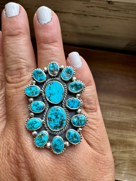 Kingman Turquoise and Sterling Silver || Adjustable Ring