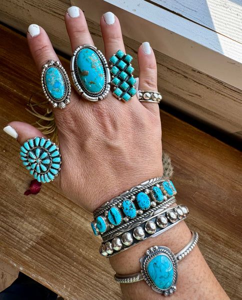 Kingman Turquoise and Sterling Silver || Size 8 Ring