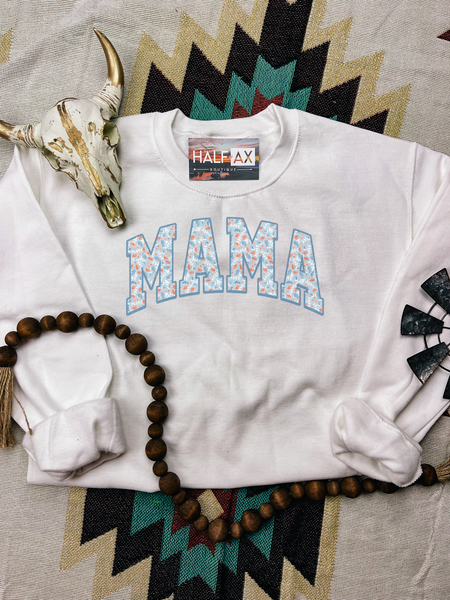 Blue Floral MAMA || Tee or Sweatshirt