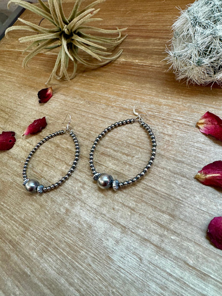 3 mm & 10 mm Sterling Silver Pearls || Teardrop Hoop Earrings