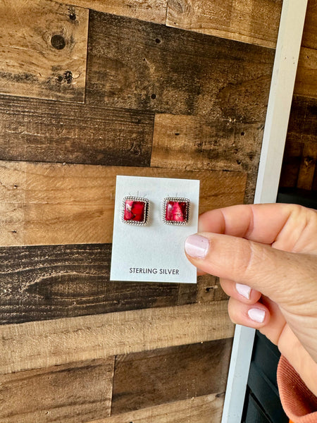 Dahlia Rose Option 2 || Square Stud Earrings