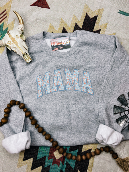 Blue Floral MAMA || Tee or Sweatshirt