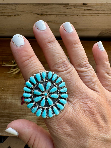 Kingman Turquoise and Sterling Silver || Size 8 Ring