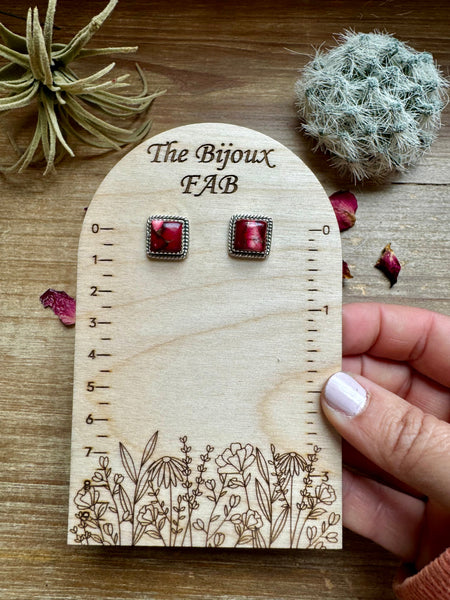 Dahlia Rose Option 2 || Square Stud Earrings