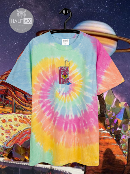 Cowboy Tearz || Embroidered Tie-Dye Tee