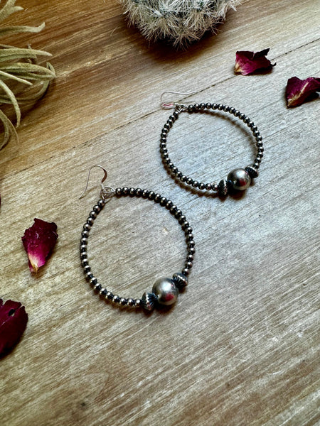 3 mm & 10 mm Sterling Silver Pearls || Teardrop Hoop Earrings