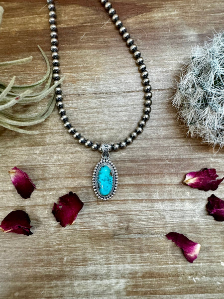 Long Turquoise Stone || Pendant