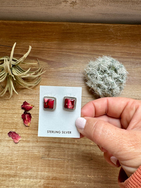 Dahlia Rose Option 2 || Square Stud Earrings