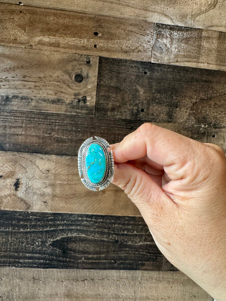 Kingman Turquoise and Sterling Silver || Size 8 Ring