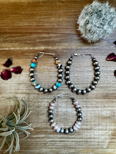 10 mm and 6 mm Sterling Silver Pearls || Bracelet