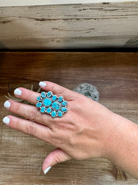 Kingman Turquoise and Sterling Silver || Adjustable Ring