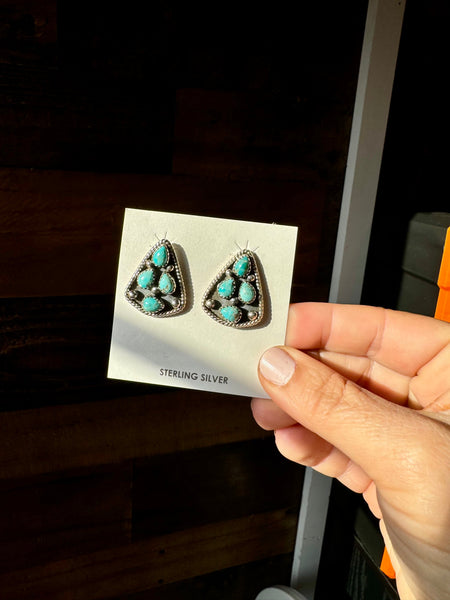 Kingman Turquoise and Sterling Silver || Stud Earrings