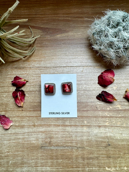 Dahlia Rose Option 2 || Square Stud Earrings