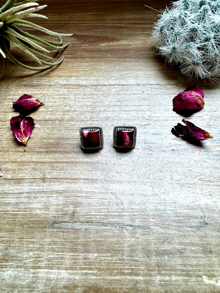 Dahlia Rose Option 2 || Square Stud Earrings