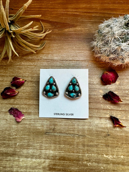 Kingman Turquoise and Sterling Silver || Stud Earrings