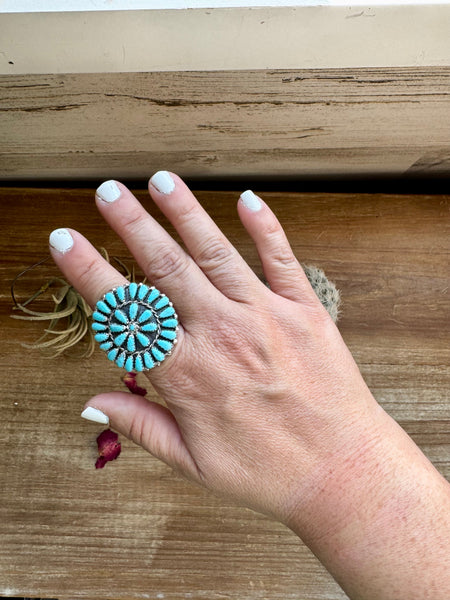 Kingman Turquoise and Sterling Silver || Size 8 Ring