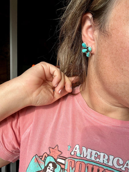3 Teardrop Turquoise Option 2 || Stud Earrings