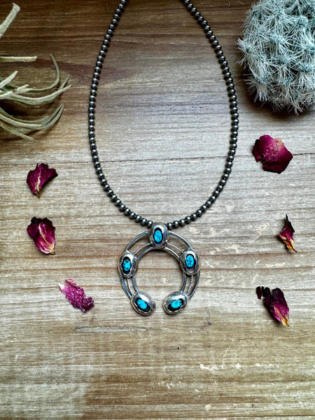 Sterling Silver with Kingman Turquoise Naja || Pendant