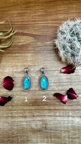 Long Turquoise Stone || Pendant