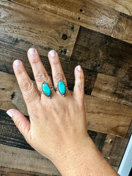 Kingman Turquoise and Sterling Silver || Size 7 & 8 Rings