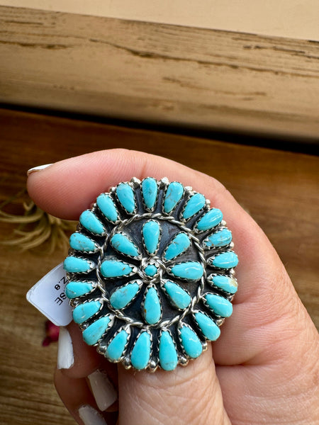 Kingman Turquoise and Sterling Silver || Size 8 Ring