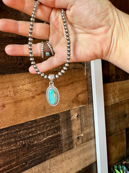 Long Turquoise Stone || Pendant