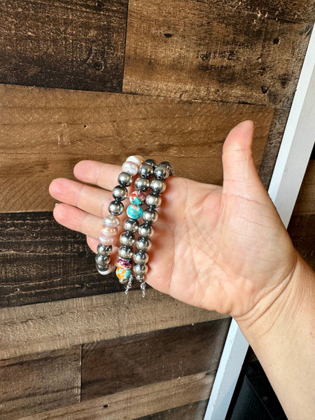 10 mm and 6 mm Sterling Silver Pearls || Bracelet