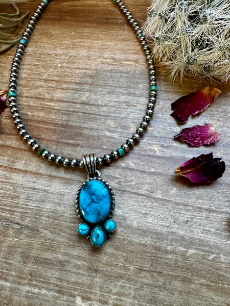 Sterling Silver with Turquoise Oval || Pendant