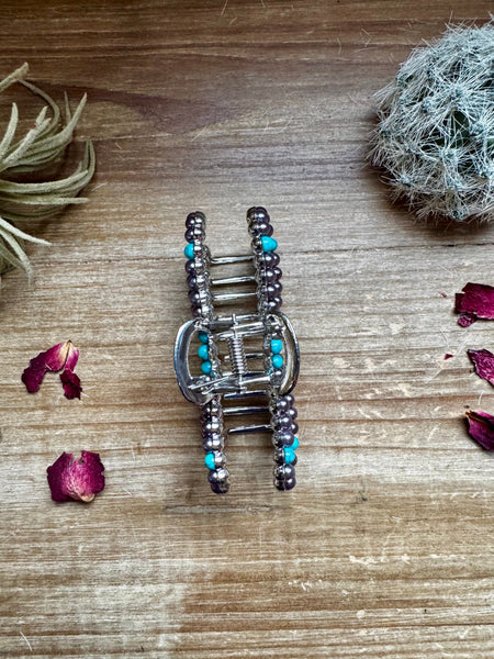 Pearl and Turquoise Magnesite Bead Bow || Claw Clips