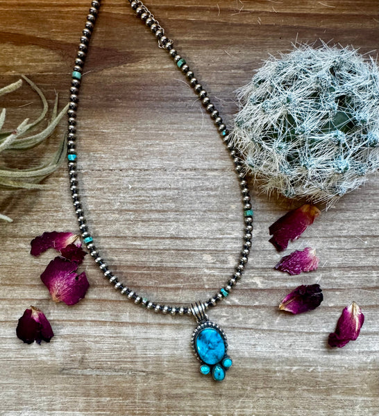 Sterling Silver with Turquoise Oval || Pendant