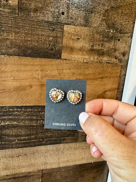 Heart Spiny and Turquoise || Stud Earrings