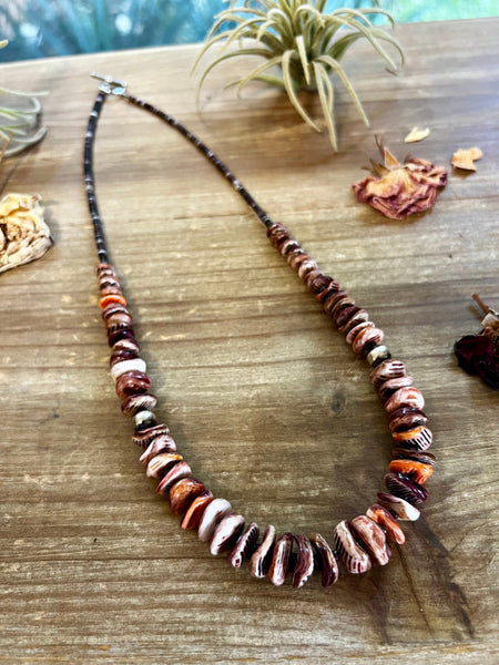 Graduated Purple Spiny and 8 mm Sterling Silver Pearls 22 inch || Necklace