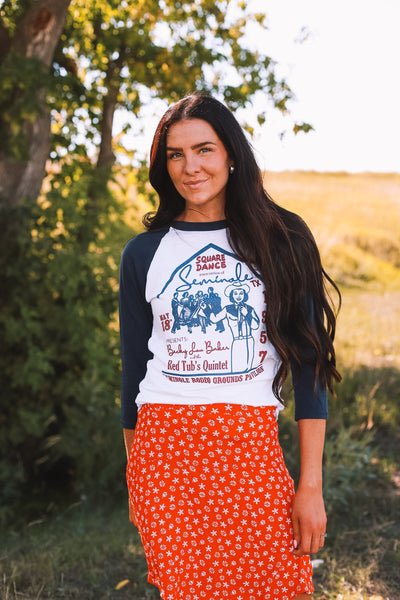 Seminole Square Dance Raglan-Dark Blue Sleeve