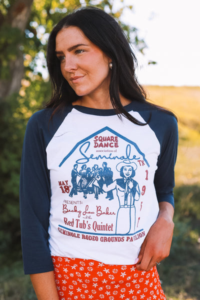 Seminole Square Dance Raglan-Dark Blue Sleeve