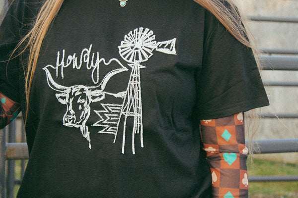 Howdy from Texas || Embroidered Tee