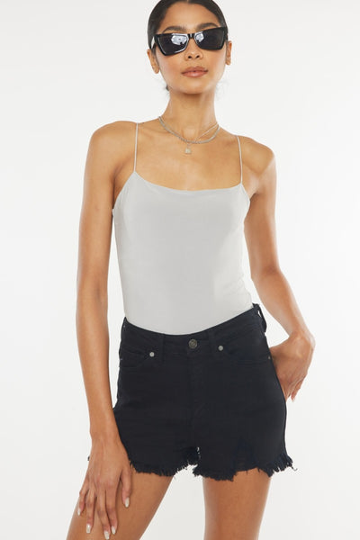Kancan || High Rise Raw Hem Denim Shorts