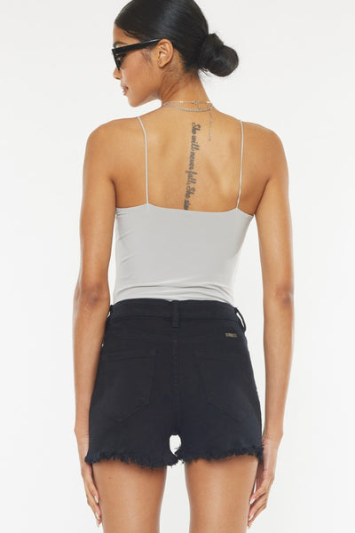 Kancan || High Rise Raw Hem Denim Shorts