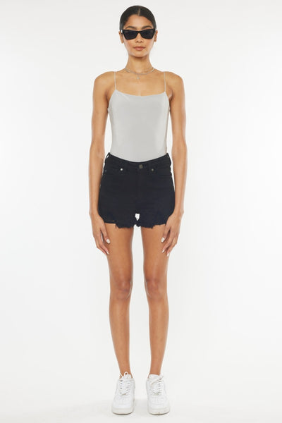 Kancan || High Rise Raw Hem Denim Shorts