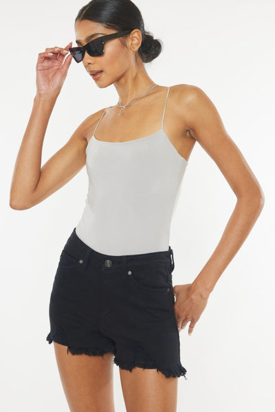 Kancan || High Rise Raw Hem Denim Shorts