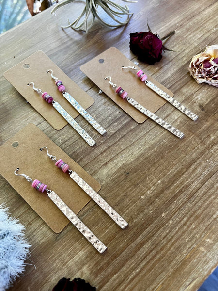 Pink Shell and Silver Hematite || Earrings
