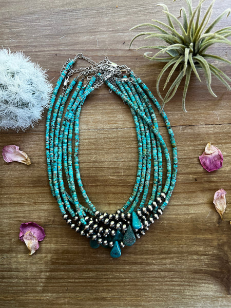 6 mm Sterling Silver Pearls Real Turquoise || Choker Necklace