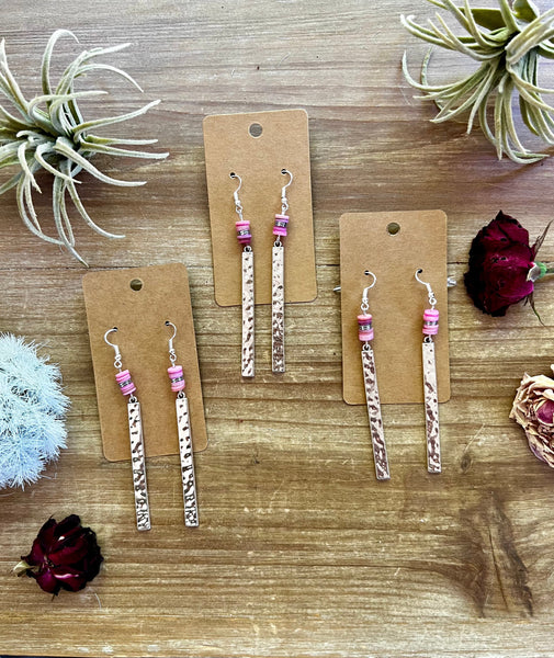 Pink Shell and Silver Hematite || Earrings