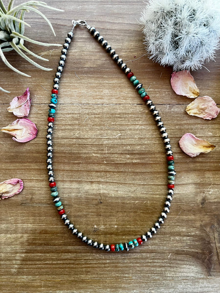 6 mm Sterling Silver Pearls  19 inch || Necklace