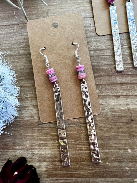 Pink Shell and Silver Hematite || Earrings