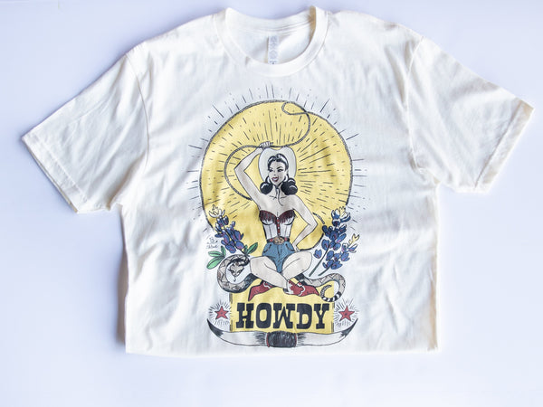 Rockin' B Clothing Roping Girl Howdy! Tee-Natural