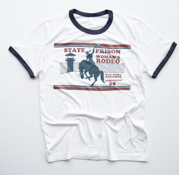 State Prison Women's Rodeo Vintage Ringer-White Body/Navy Ringer