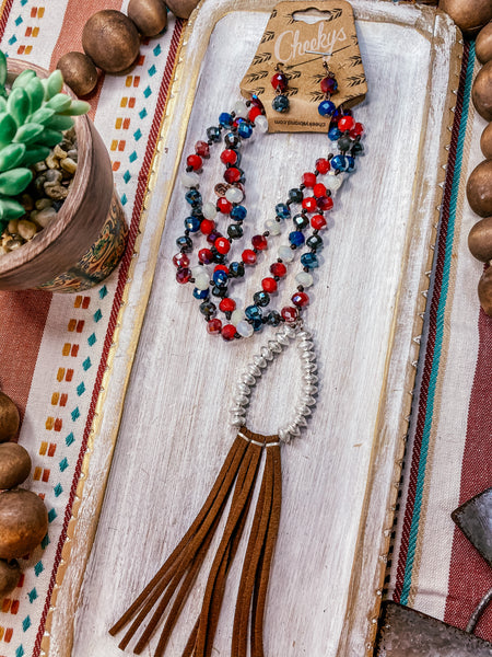 The Mila Necklace with Earrings || Red, White & Blue
