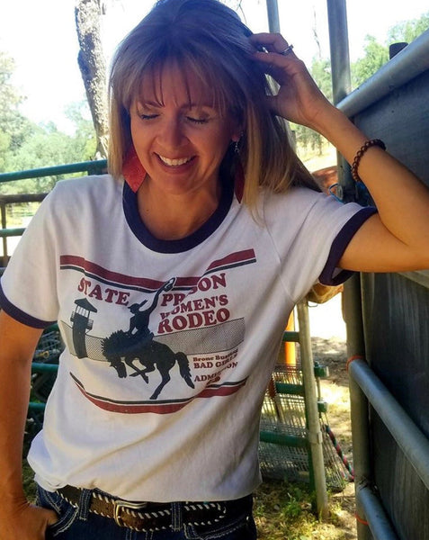 State Prison Women's Rodeo Vintage Ringer-White Body/Navy Ringer
