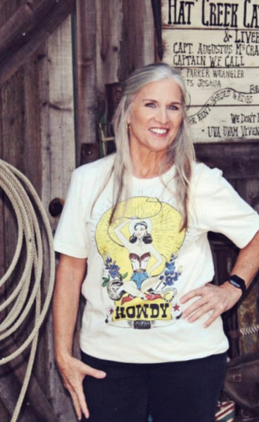 Rockin' B Clothing Roping Girl Howdy! Tee-Natural